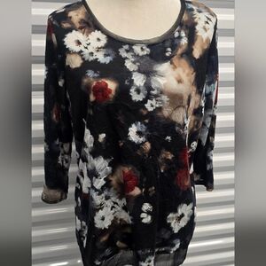 Simply Vera Vera Wang Floral Top - Black, Red, White